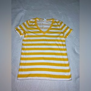 Pink Victorias Secret Tshirt Yellow Striped Size Medium